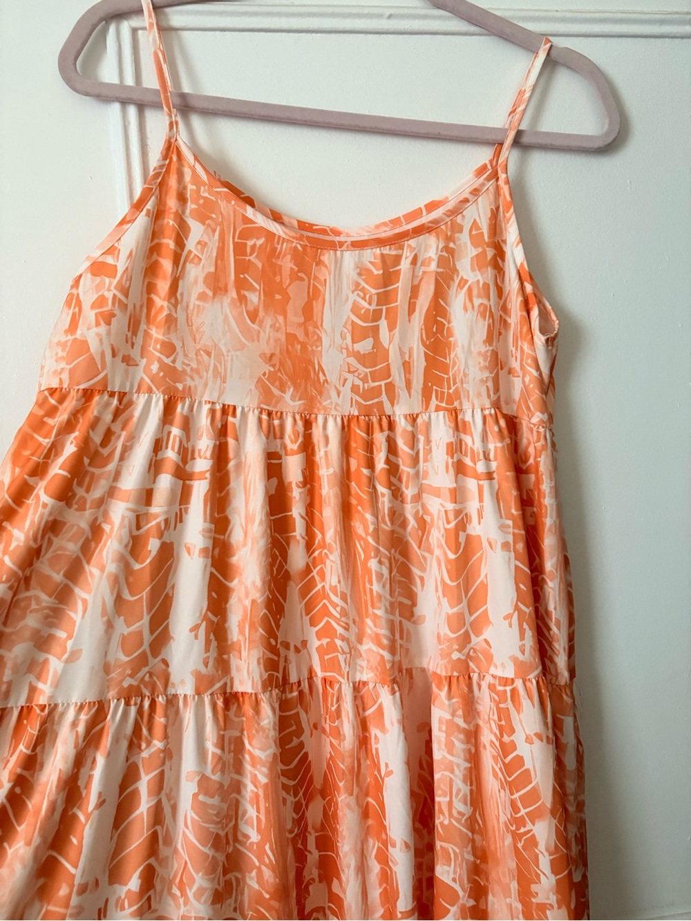 Women’s Orange & White Tie-Dye Print Maxi Sundress